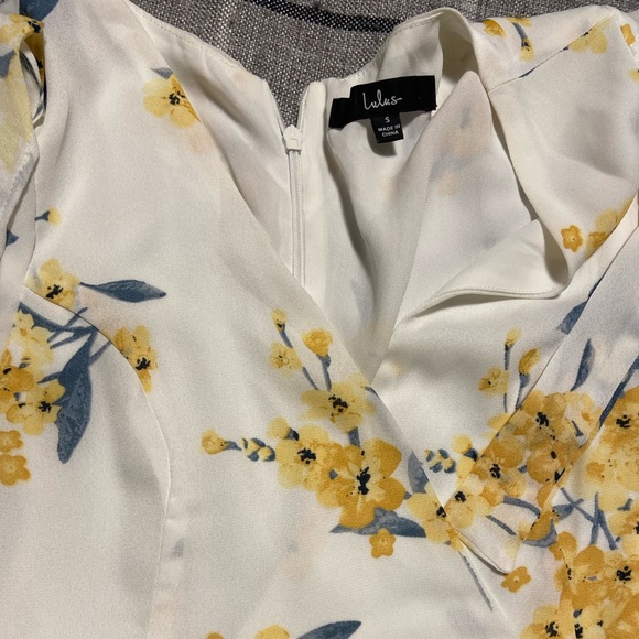 Lulus White and Yellow Floral Print High-Low Dress - Picture 4 of 4